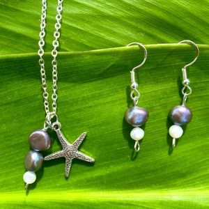 Sea-star and Freshwater Pearls jewelry set